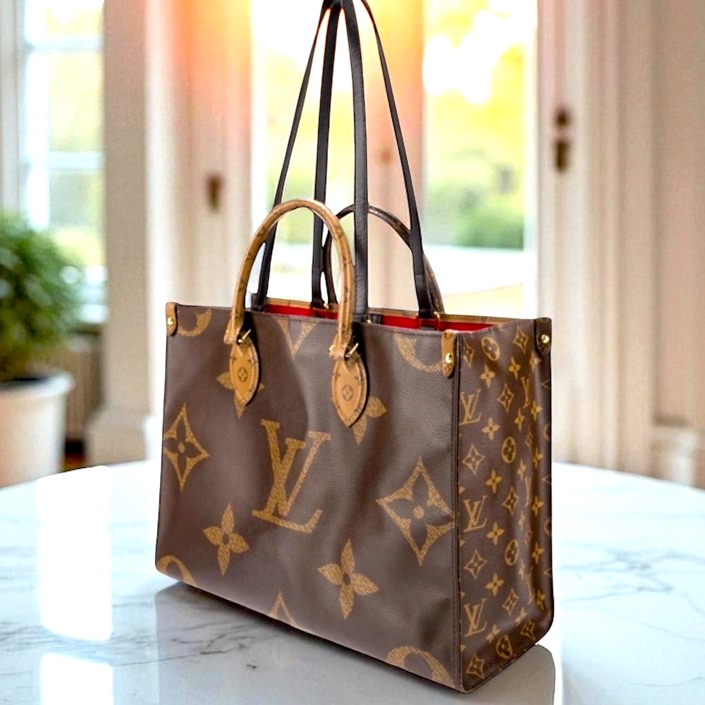 Louis Vuitton Tote Reverse Monogram Large Print Brown On the go authenticated - Picture 5 of 16